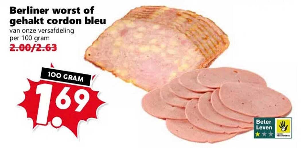 Berliner worst of gehakt cordon bleu