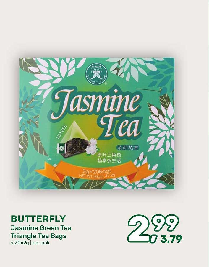 BUTTERFLY Jasmine Green Tea Triangle Tea Bags