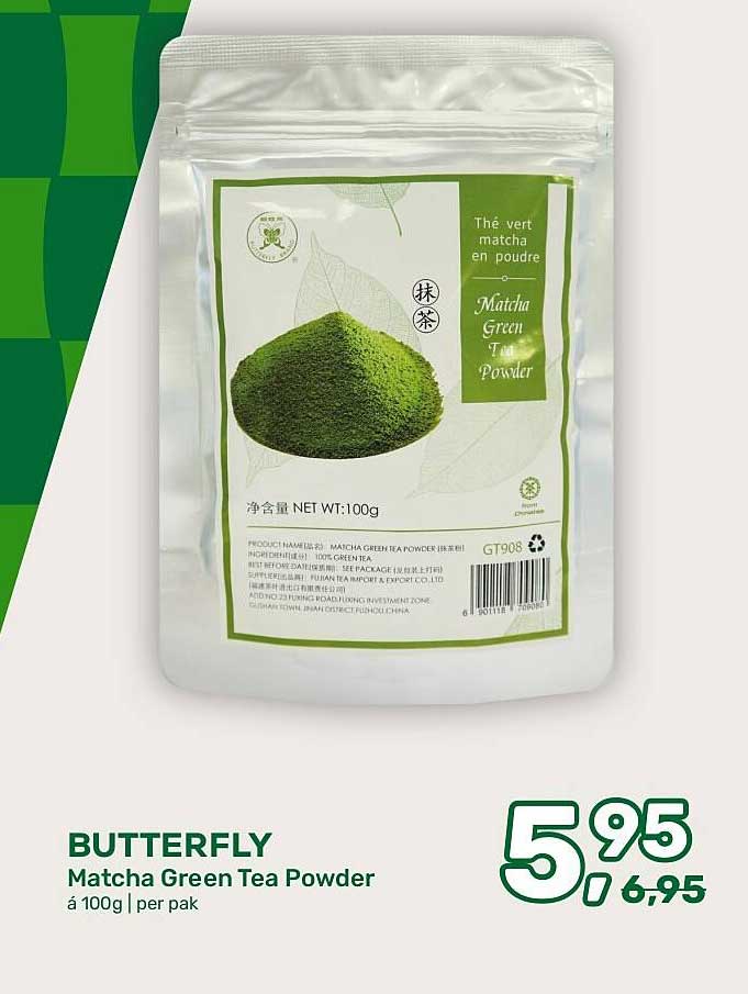 BUTTERFLY Matcha Green Tea Powder à 100g | per pak