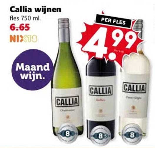Callia wijnen fles 750 ml