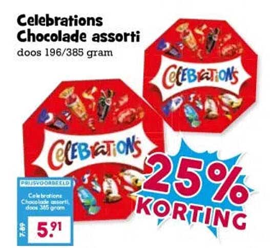 Celebrations Chocolade assorti doos 196/385 gram 25% KORTING