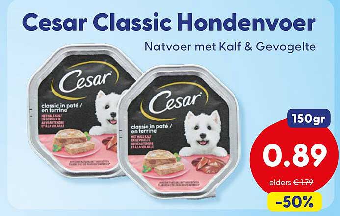 Cesar Classic Hondenvoer Natvoer met Kalf & Gevogelte