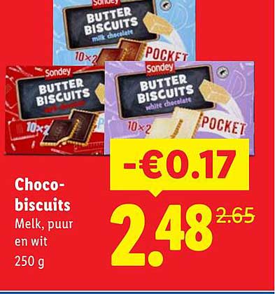 Choco-biscuits Melk, puur en wit 250 g