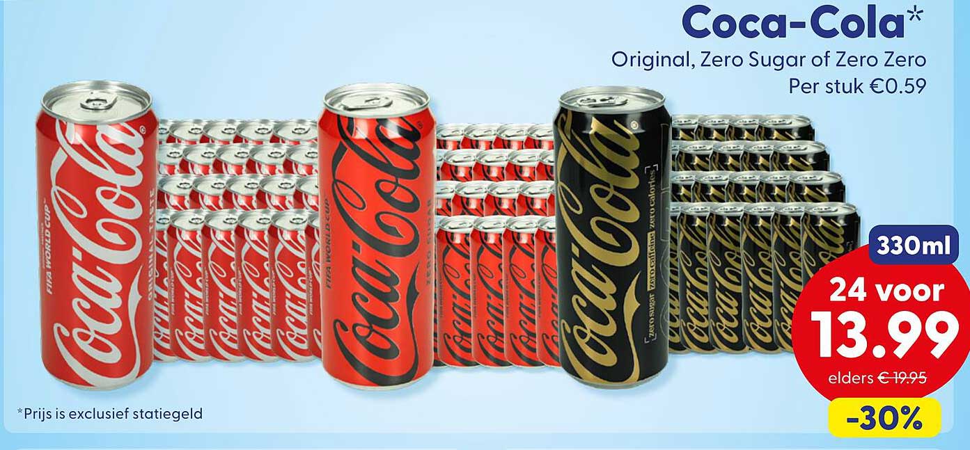 Coca-Cola Original, Zero Sugar of Zero Zero 330ml 24 voor 13.99 -30%
