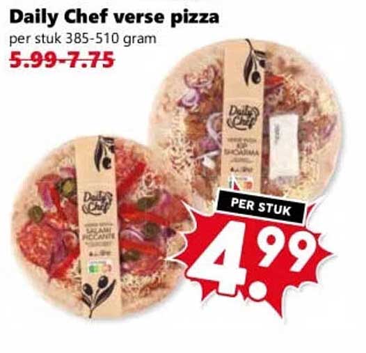 Daily Chef verse pizza per stuk 385-510 gram