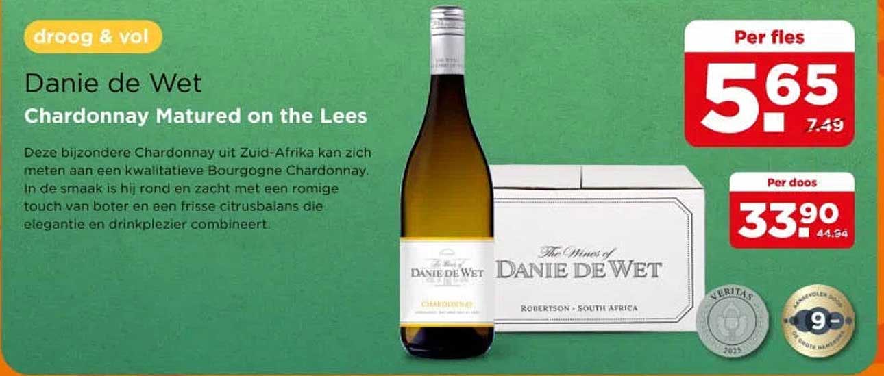 Danie de Wet Chardonnay Matured on the Lees