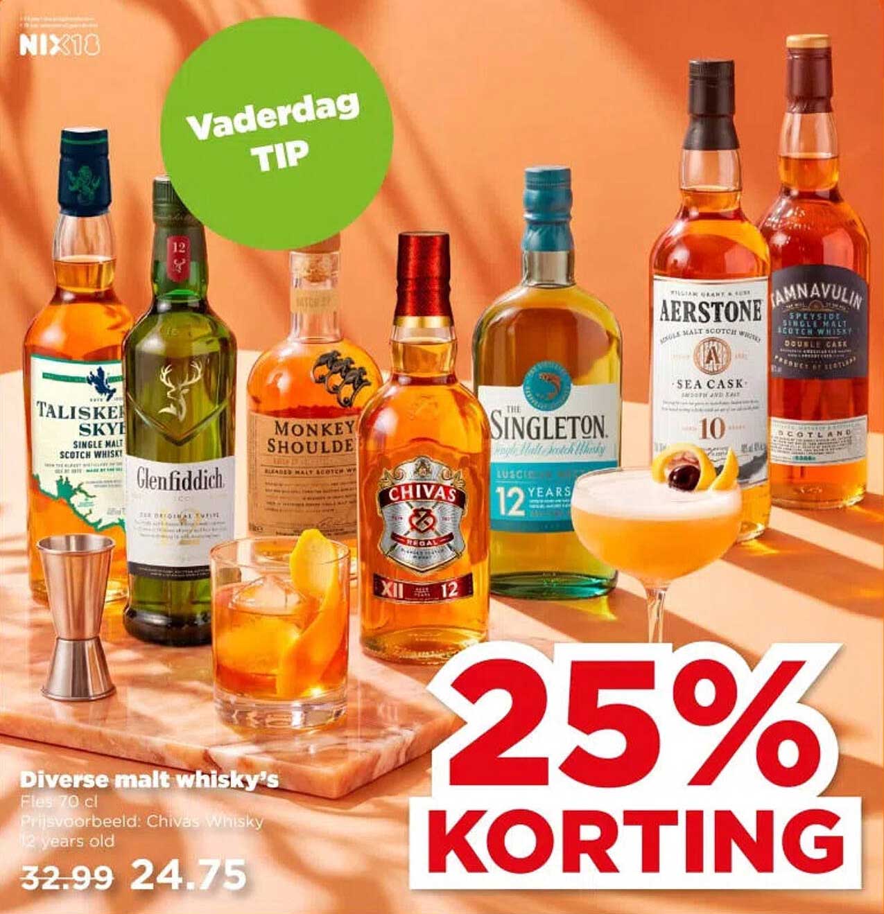 Diverse malt whisky's 25% KORTING