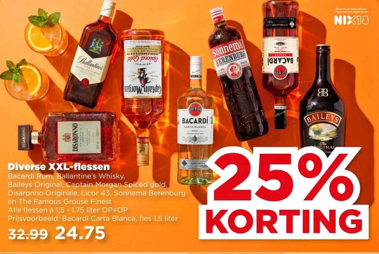 Diverse XXL-flessen 25% KORTING