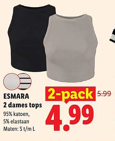 ESMARA 2 dames tops 2-pack