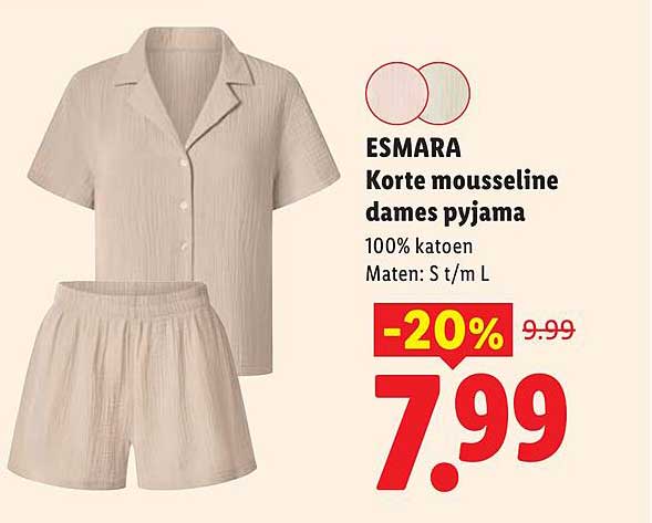 ESMARA Korte mousseline dames pyjama -20%