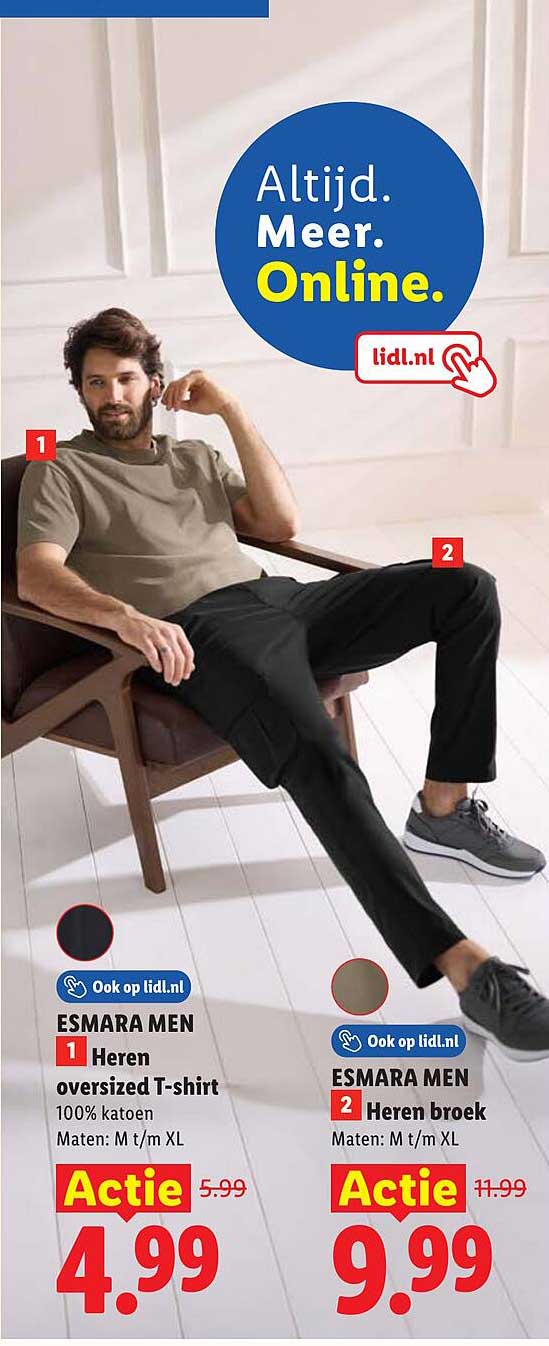 ESMARA MEN Heren oversized T-shirt Actie