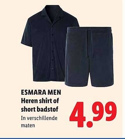 ESMARA MEN Heren shirt of short badstof In verschillende maten