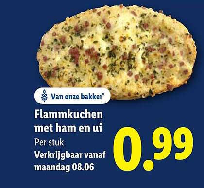 Flammkuchen met ham en ui
