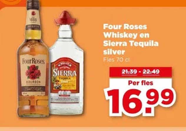 Four Roses Whiskey en Sierra Tequila silver