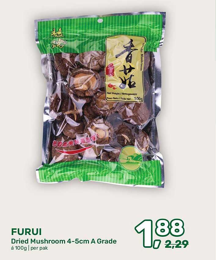 FURUI Dried Mushroom 4-5cm A Grade á 100g | per pak
