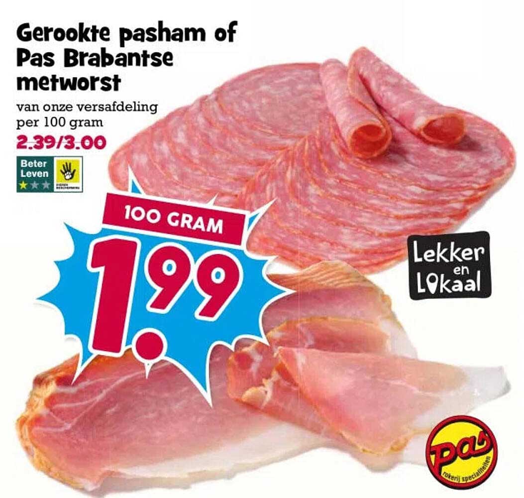 Gerookte pasham of Pas Brabantse metworst