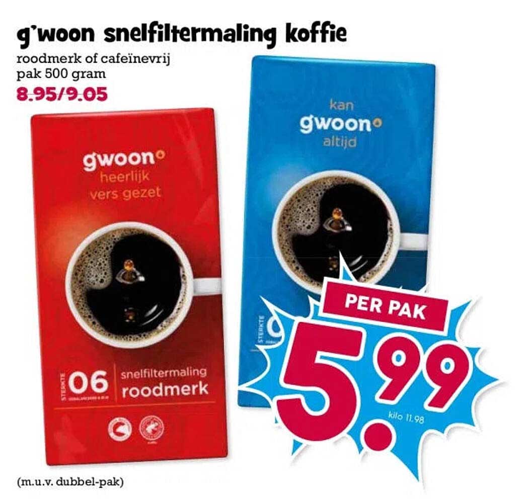 g'woon snelfiltermaling koffie