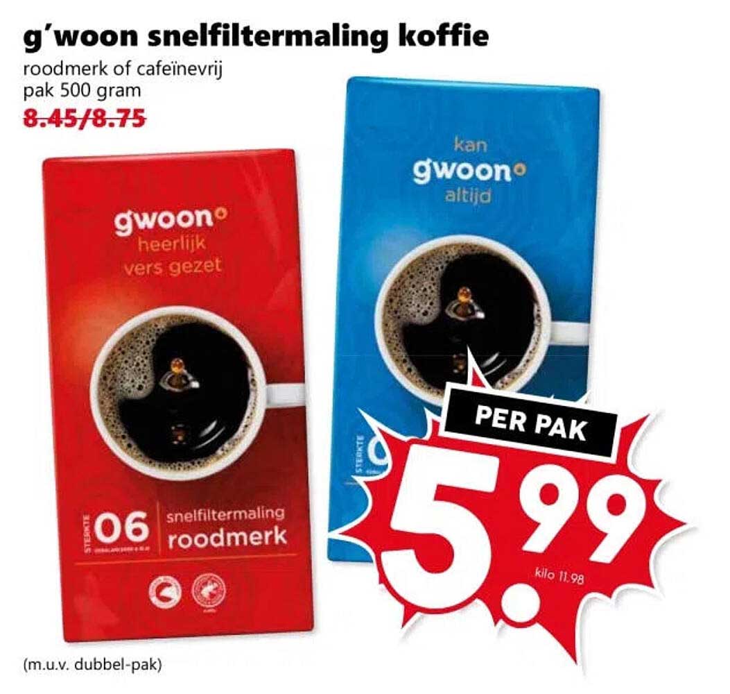g'woon snelfiltermaling koffie