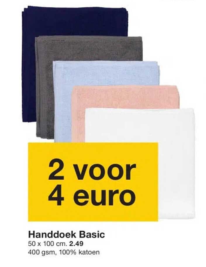 Handdoek Basic 2 voor 4 euro
