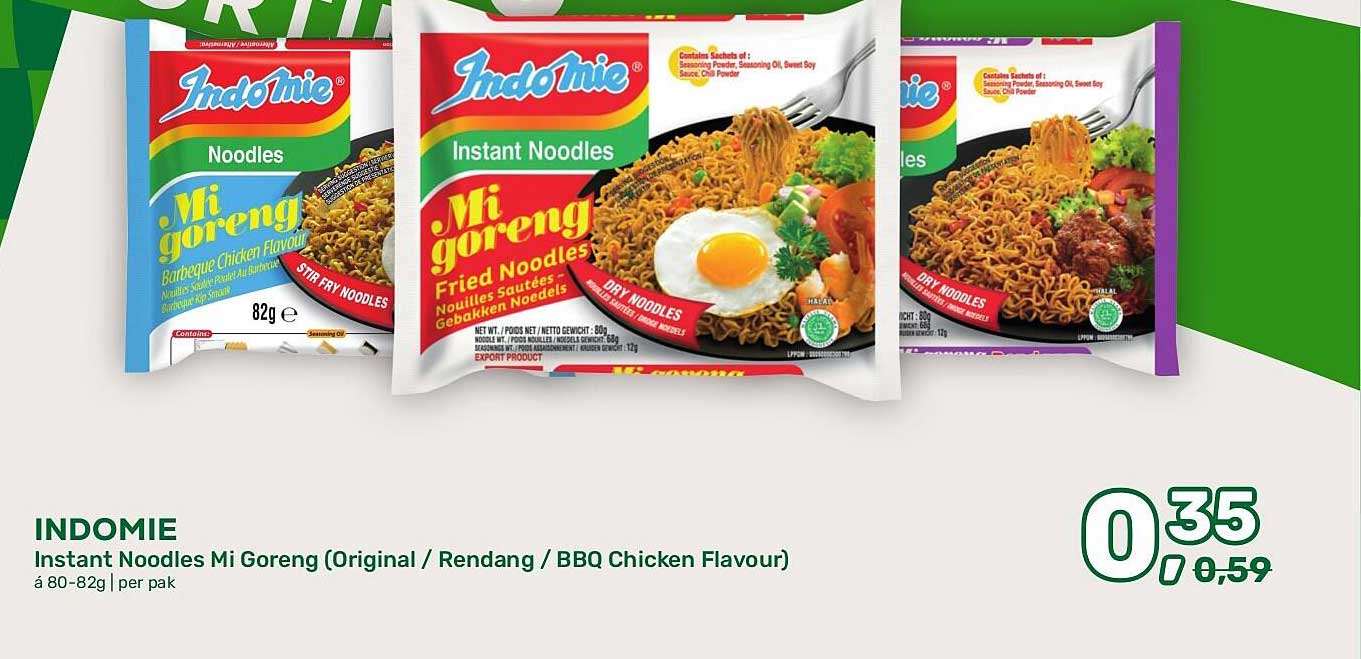 INDOMIE Instant Noodles Mi Goreng (Original / Rendang / BBQ Chicken Flavour) á 80-82g | per pak