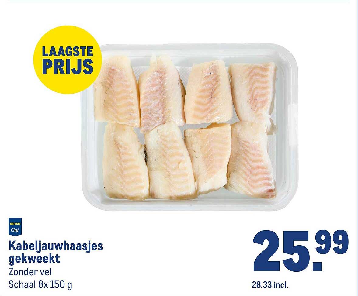 Kabeljauwhaasjes gekweekt Zonder vel, Schaal 8x 150 g