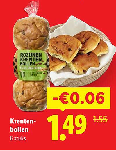 Krenten-bollen 6 stuks