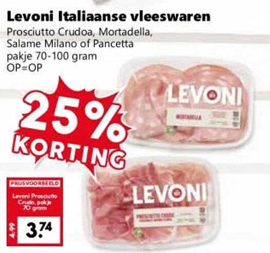 Levoni Italiaanse vleeswaren 25% korting