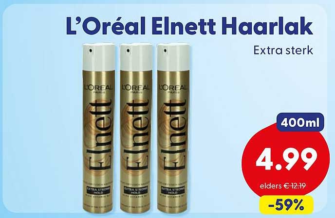 L'Oréal Elnett Haarspray Extra sterk 400ml -59%