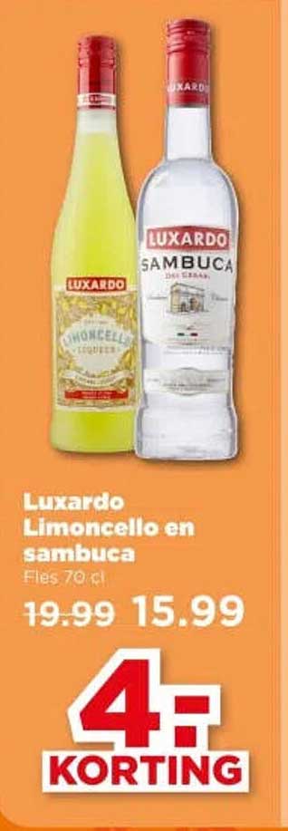 Luxardo Limoncello en sambuca Fles 70 cl 4:- KORTING