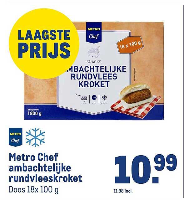 Metro Chef ambachtelijke rundvleeskroket Doos 18x100 g