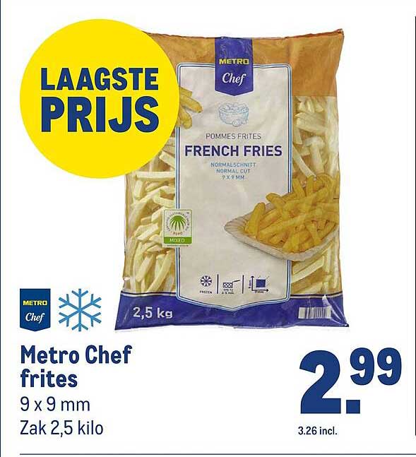 Metro Chef frites 9 x 9 mm Zak 2,5 kilo