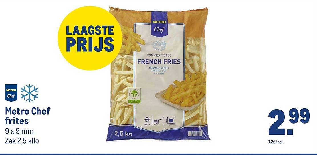 Metro Chef frites 9 x 9 mm Zak 2,5 kilo