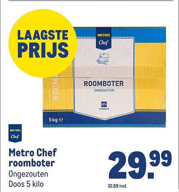 Metro Chef roomboter ongezouten Doos 5 kilo