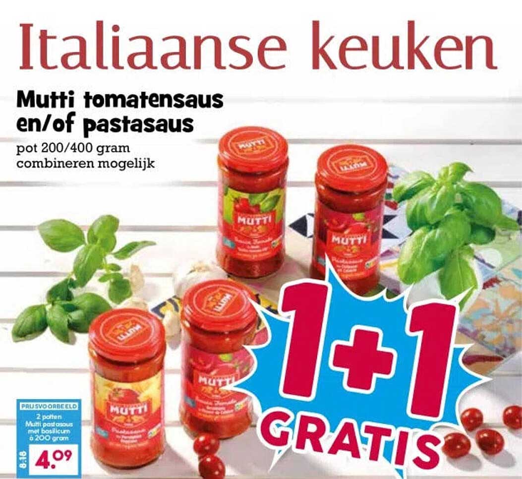 Mutti tomatensaus en/of pastasaus 1+1 GRATIS