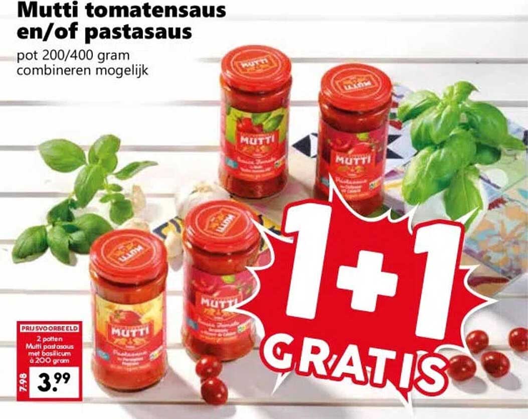 Mutti tomatensaus en/of pastasaus 1+1 GRATIS