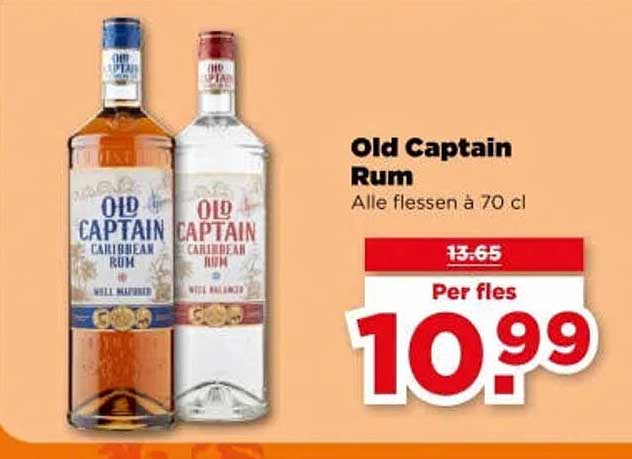 Old Captain Rum Alle flessen à 70 cl