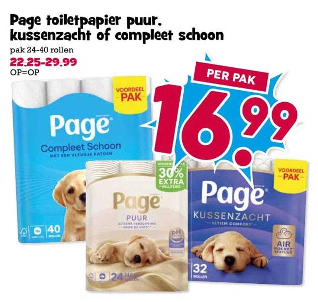 Page toiletpapier puur, kussenzacht of compleet schoon
