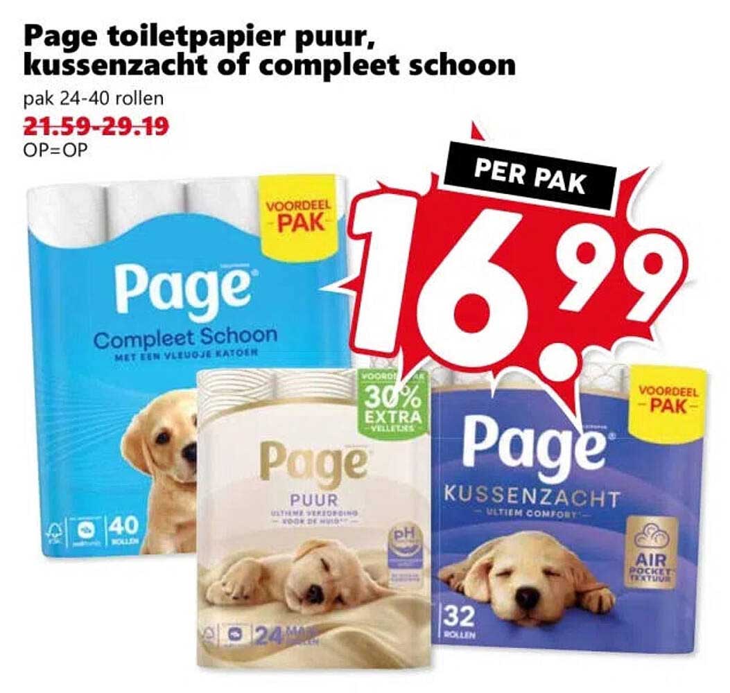 Page toiletpapier puur, kussenzacht of compleet schoon