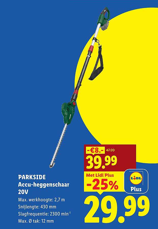 PARKSIDE Accu-heggenschaar 20V Met Lidl Plus -25%