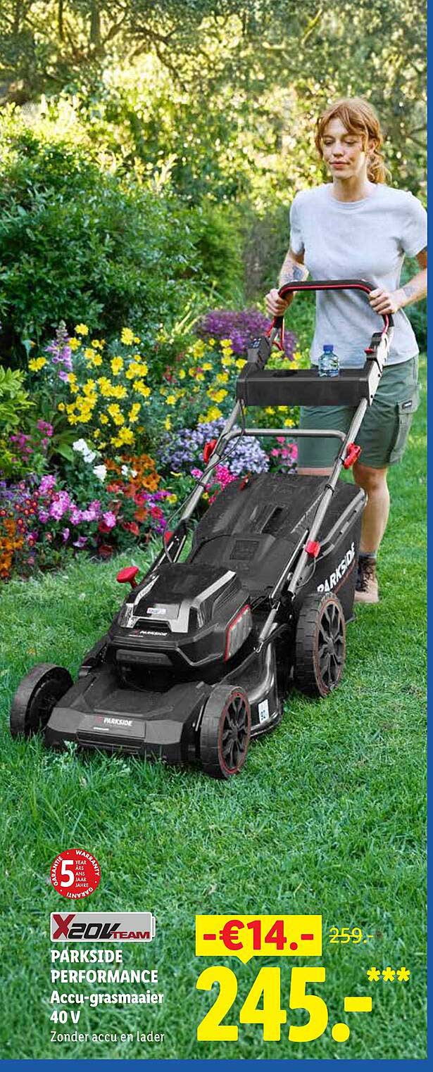 PARKSIDE PERFORMANCE Accu-grasmaaier 40 V Zonder accu en lader