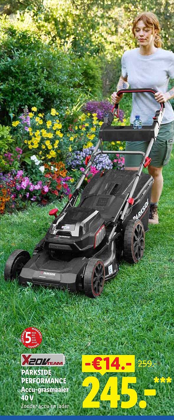 PARKSIDE PERFORMANCE Accu-grasmaaier 40 V Zonder accu en lader