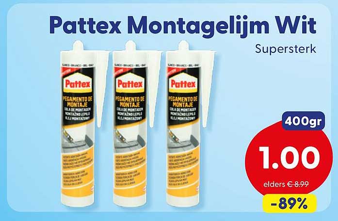 Pattex Montagelijm Wit Supersterk 400gr