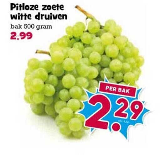 Pitloze zoete witte druiven bak 500 gram