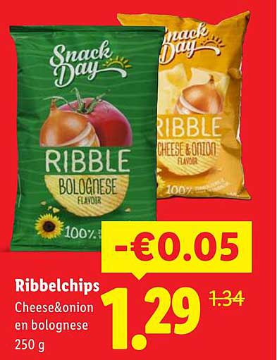 Ribbelchips Cheese&onion en bolognese 250 g