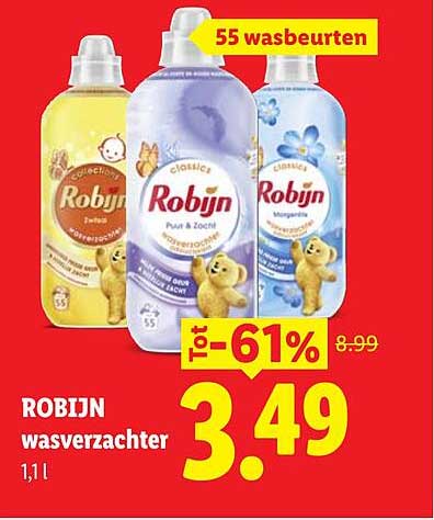 Robijn wasverzachter 1,1 l Tot -61% 55 wasbeurten