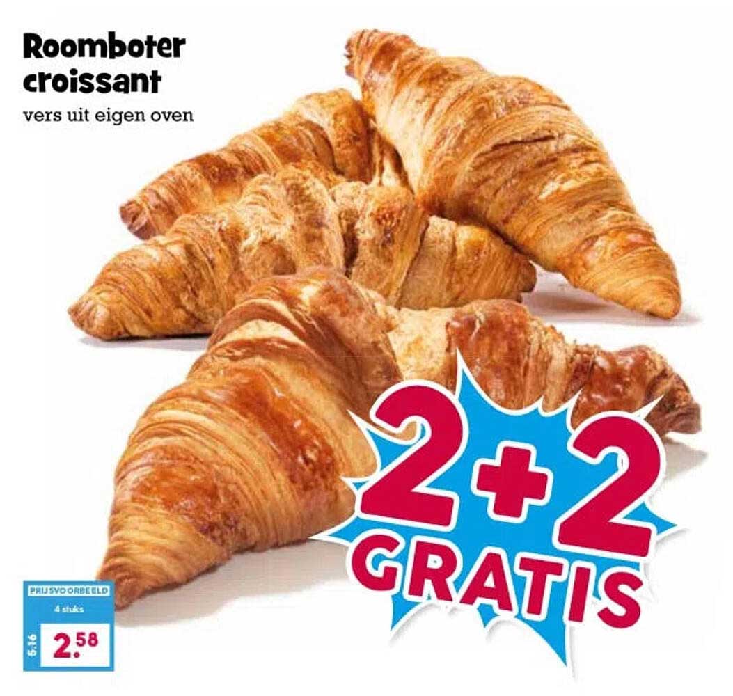 Roomboter croissant vers uit eigen oven 2+2 GRATIS