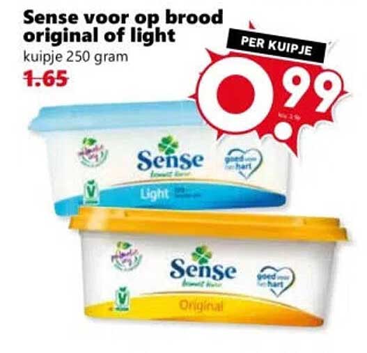 Sense voor op brood original of light kuipje 250 gram