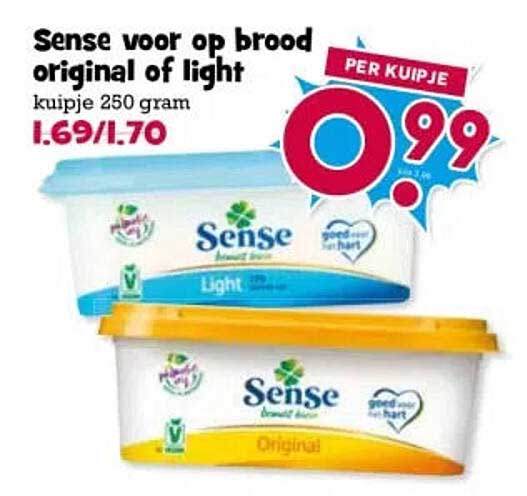 Sense voor op brood original of light kuipje 250 gram PER KUIJPJE