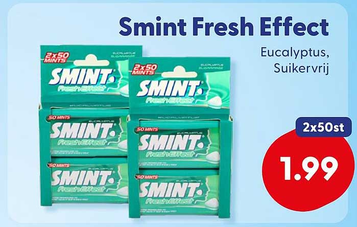 Smint Fresh Effect Eucalyptus, Suikervrij 2x50st
