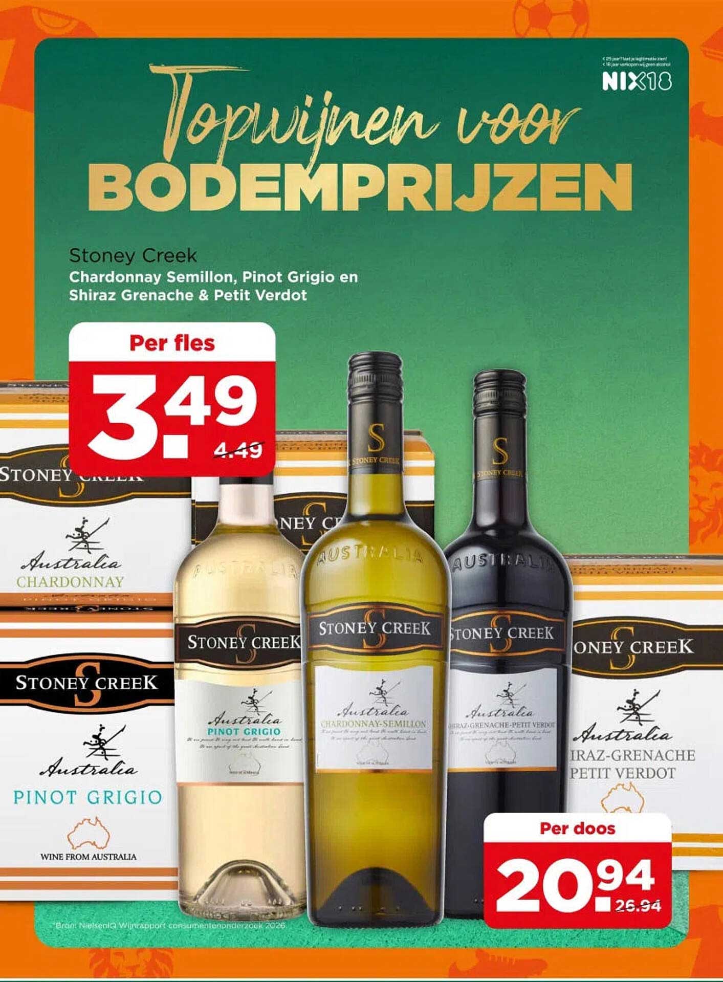 Stoney Creek Chardonnay Semillon, Pinot Grigio en Shiraz Grenache & Petit Verdot